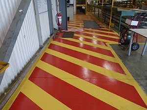 Red and yellow safety flooring